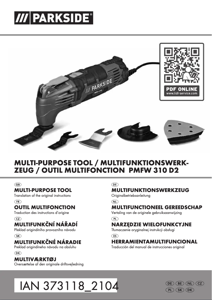 Page 1 de la notice Manuel utilisateur Parkside PMFW 310 D2