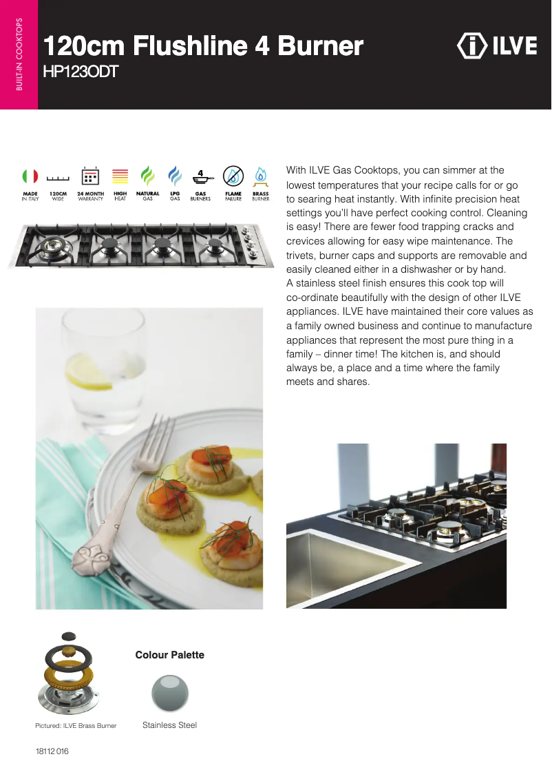 Page 1 de la notice Fiche technique Ilve HP1230DT