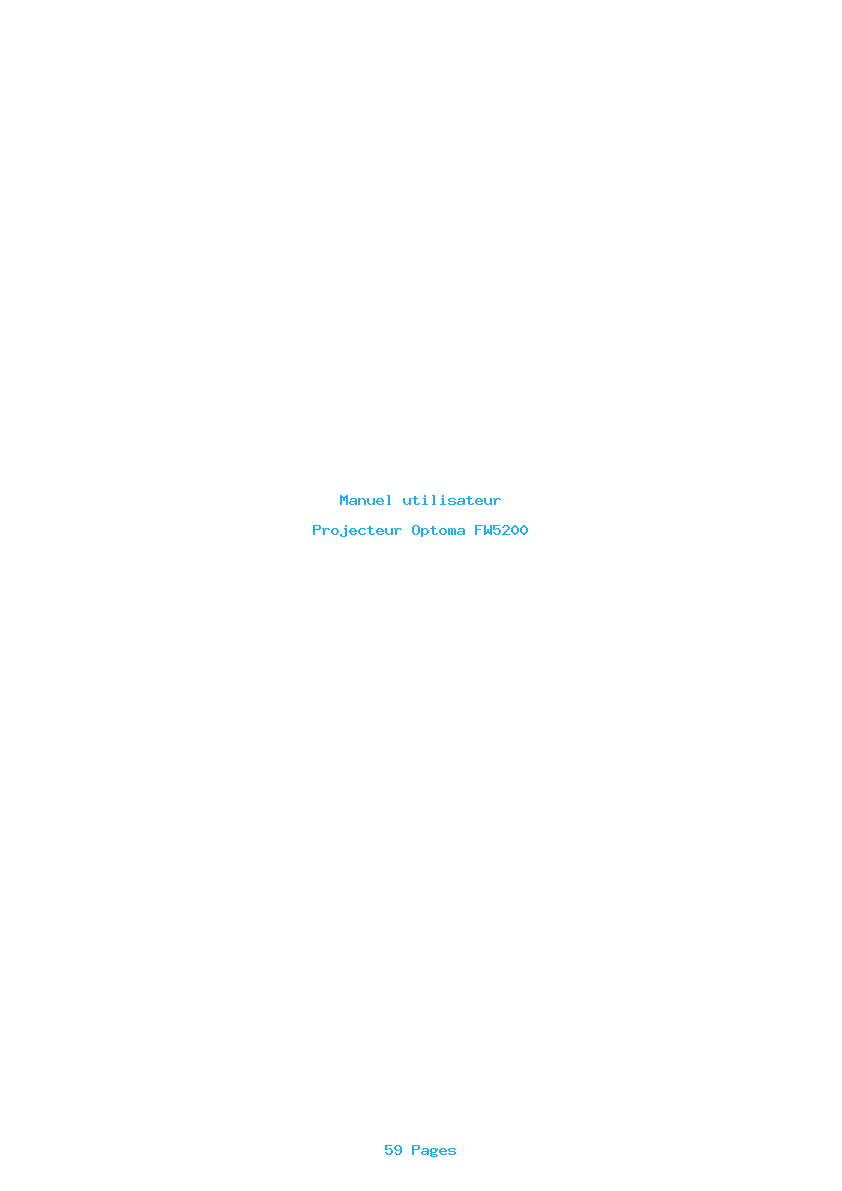 Page 1 de la notice Manuel utilisateur Optoma FW5200