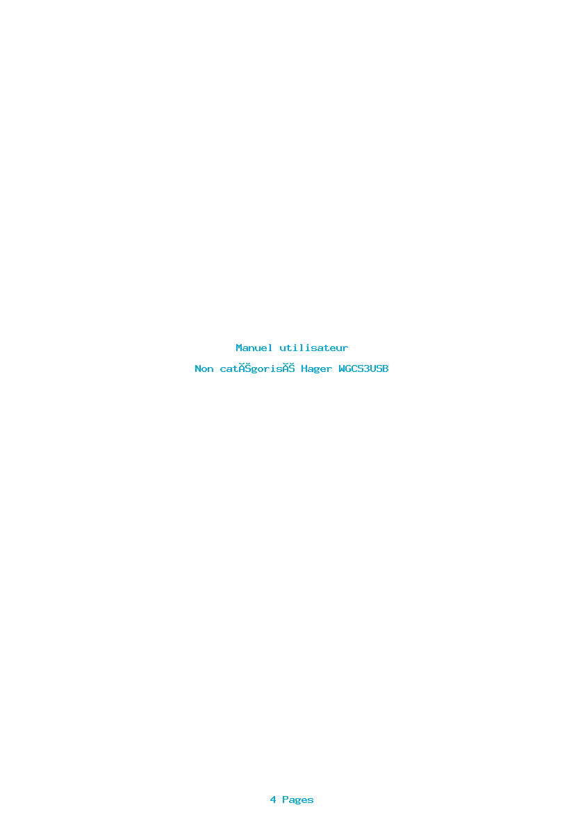 Page 1 de la notice Manuel utilisateur Hager WGCS3USB