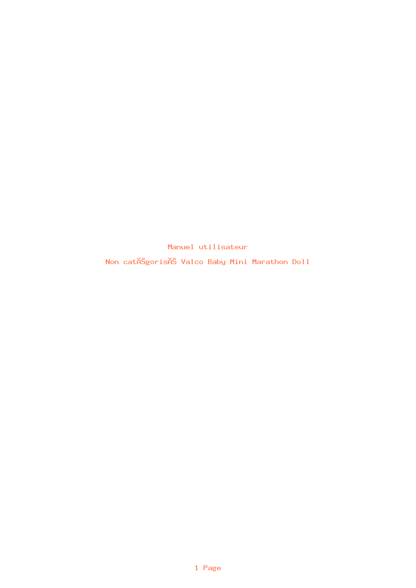 Page 1 de la notice Manuel utilisateur Valco Baby Mini Marathon Doll