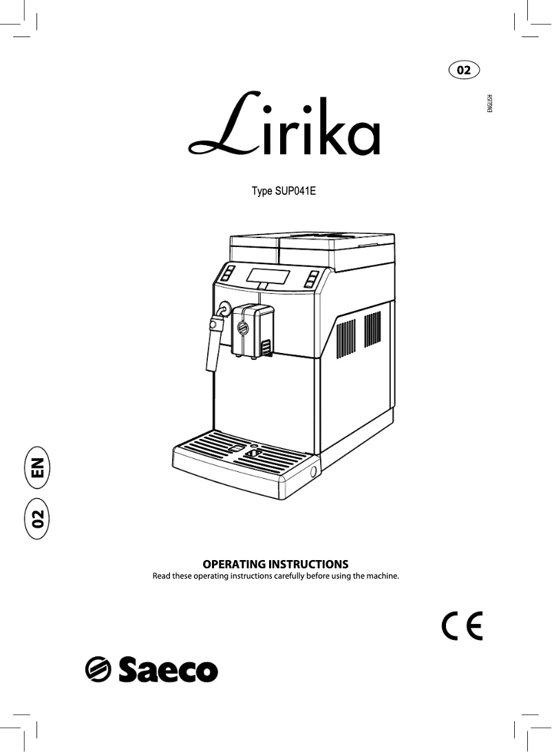 Page 1 of the manual User Manual Philips Saeco Lirika