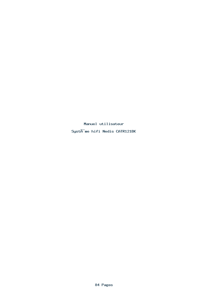 Page 1 de la notice Manuel utilisateur Nedis CATR121BK
