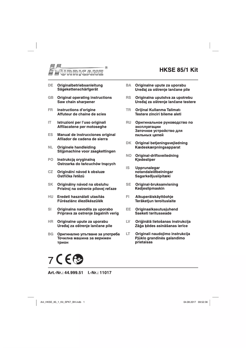 Page 1 de la notice Manuel utilisateur Hurricane HKSE 85/1