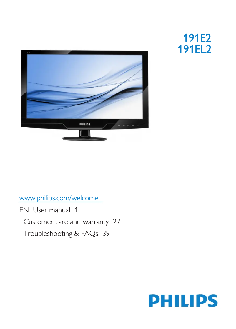 Page 1 of the manual User Manual Philips 191E2SB1