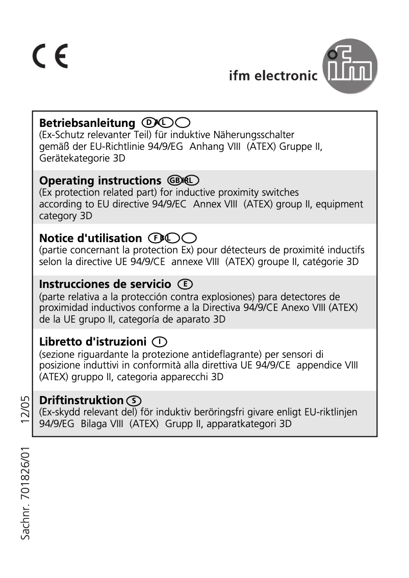 Page 1 de la notice Manuel utilisateur IFM IE500A