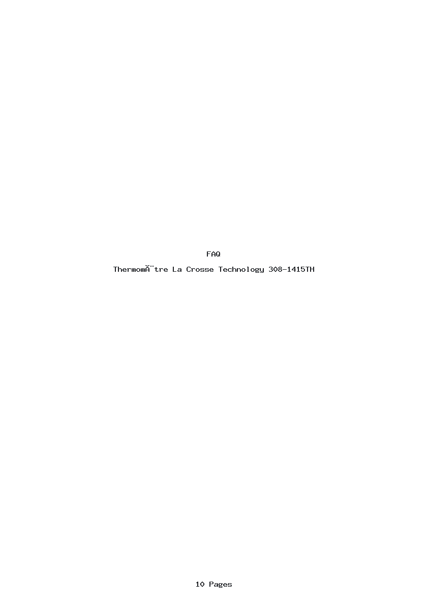 Page 1 de la notice FAQ La Crosse Technology 308-1415TH