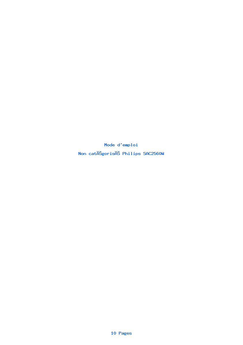 Page 1 de la notice Mode d'emploi Philips SAC2560W