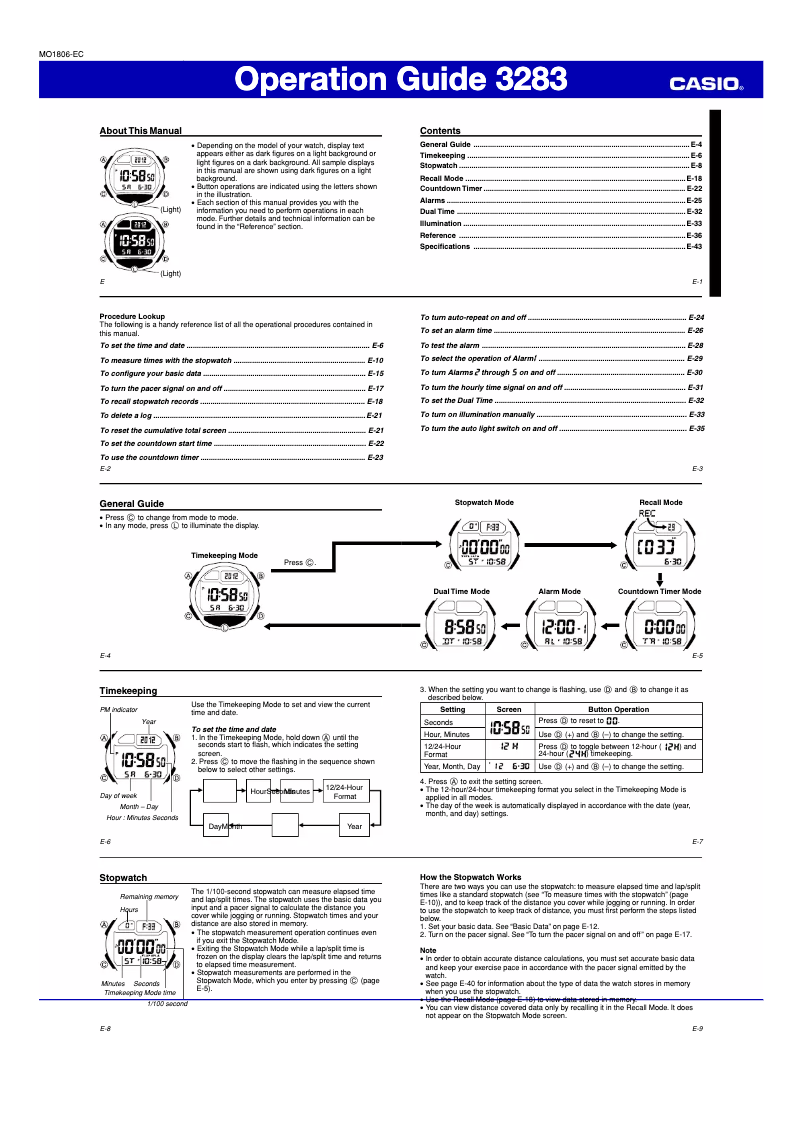 Page 1 de la notice Manuel utilisateur Casio W-734-2AVEF