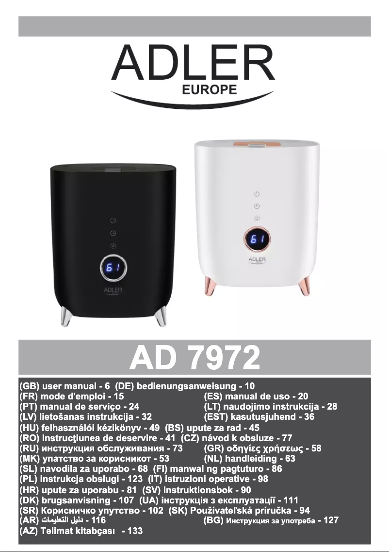 Page 1 de la notice Manuel utilisateur Adler AD 7972