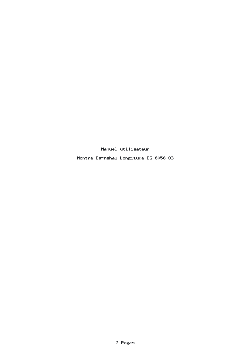 Page 1 de la notice Manuel utilisateur Earnshaw Longitude ES-8058-03
