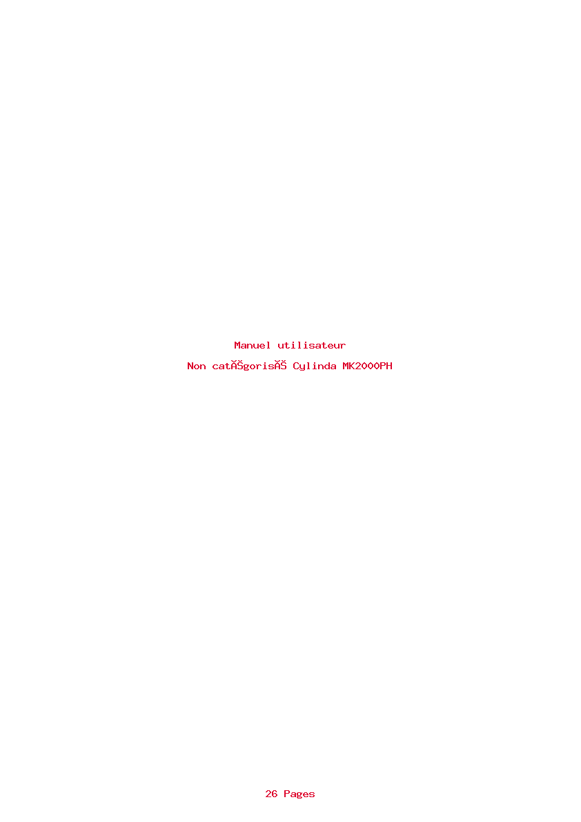 Page 1 de la notice Manuel utilisateur Cylinda MK2000PH