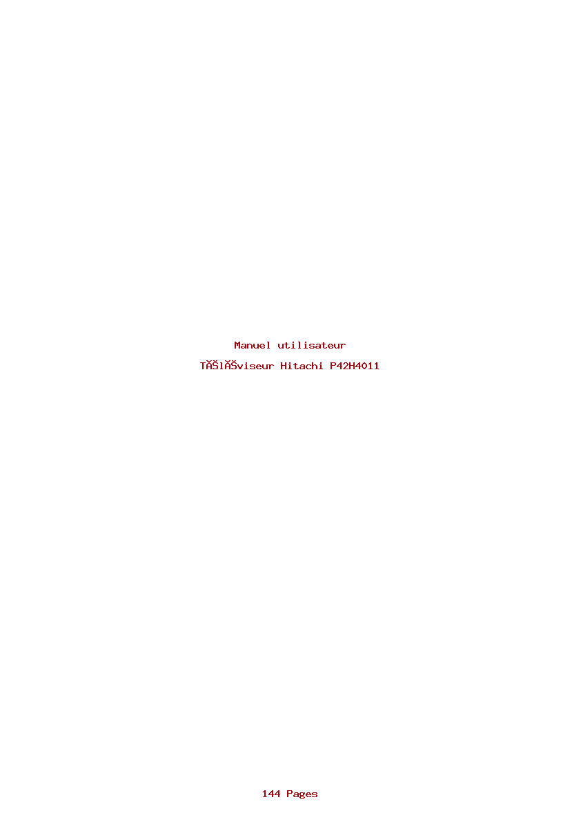 Page 1 de la notice Manuel utilisateur Hitachi P42H4011