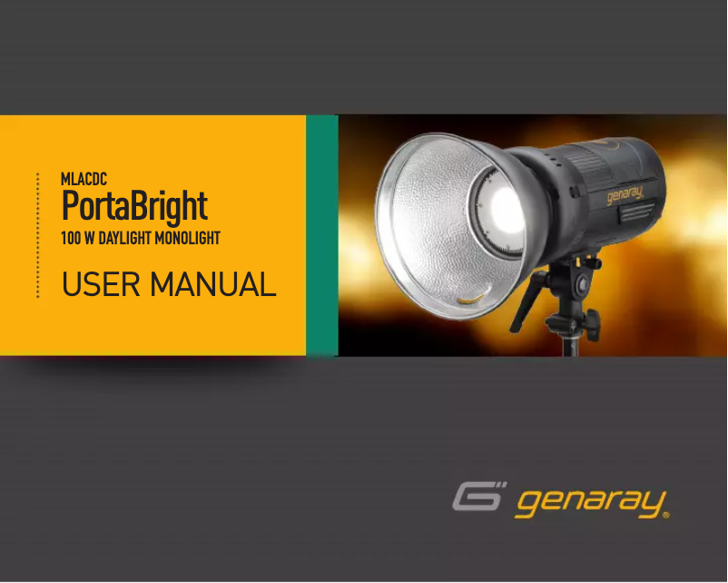 Page 1 of the manual User Manual Genaray PortaBright