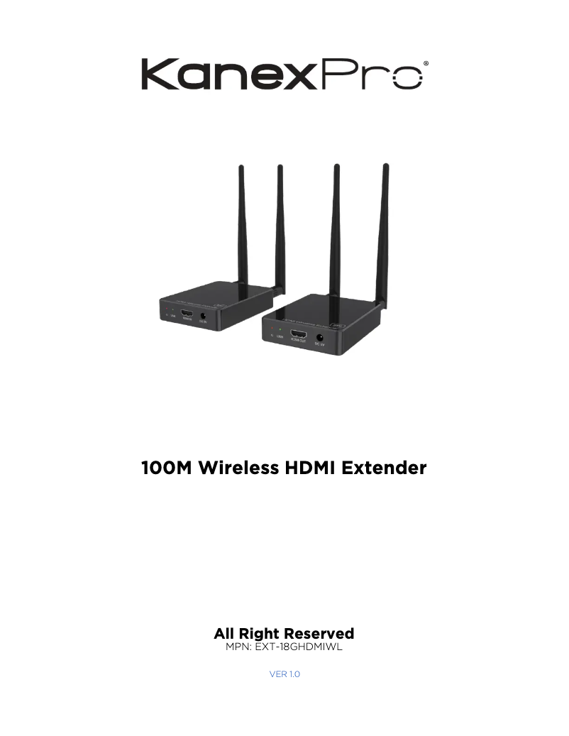 Page 1 de la notice Manuel utilisateur KanexPro EXT-18GHDMIWL
