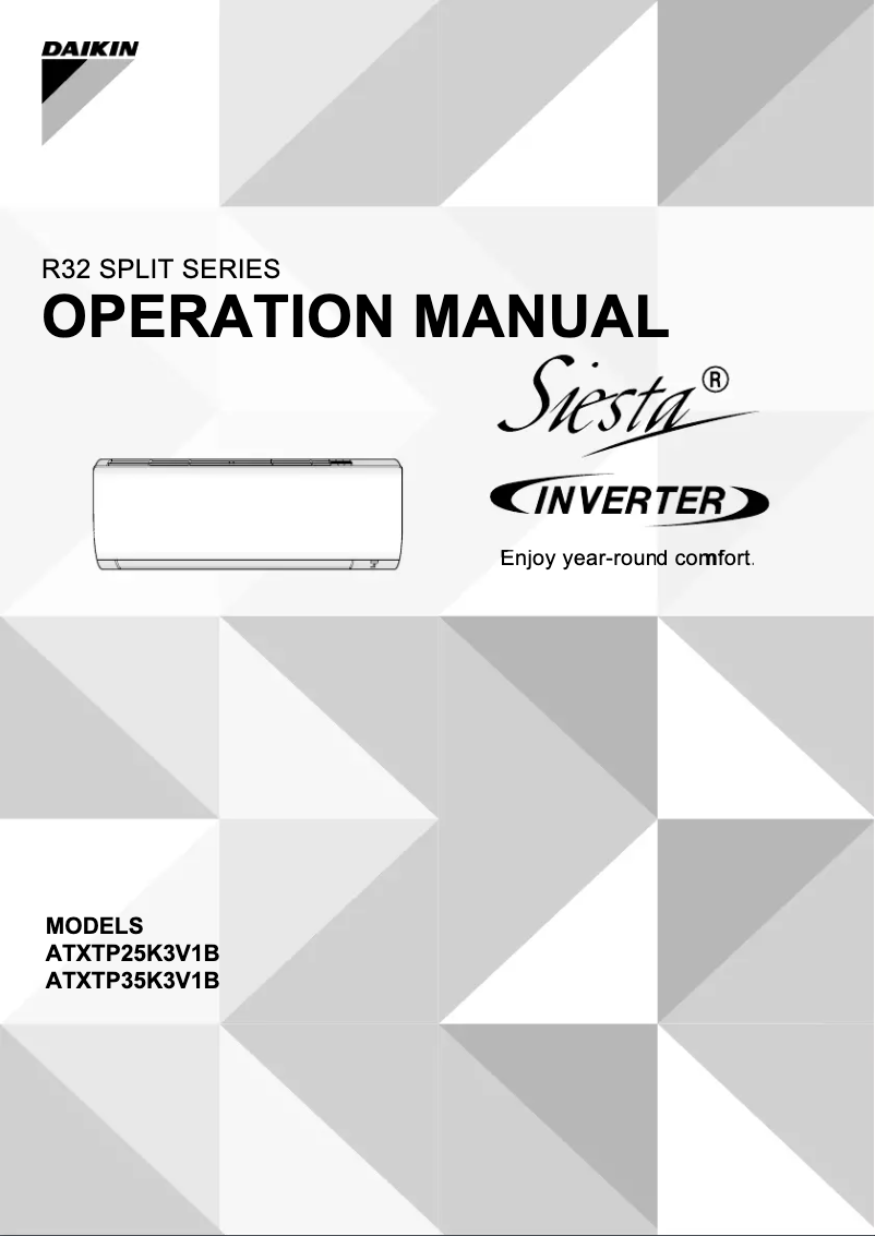 Page 1 de la notice Manuel utilisateur Daikin ATXTP25K3V1B