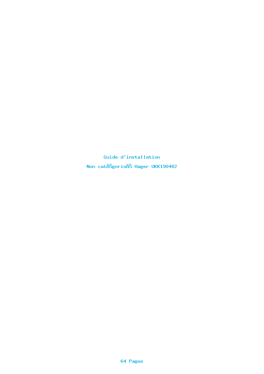 Page 1 de la notice Guide d'installation Hager UKK190482