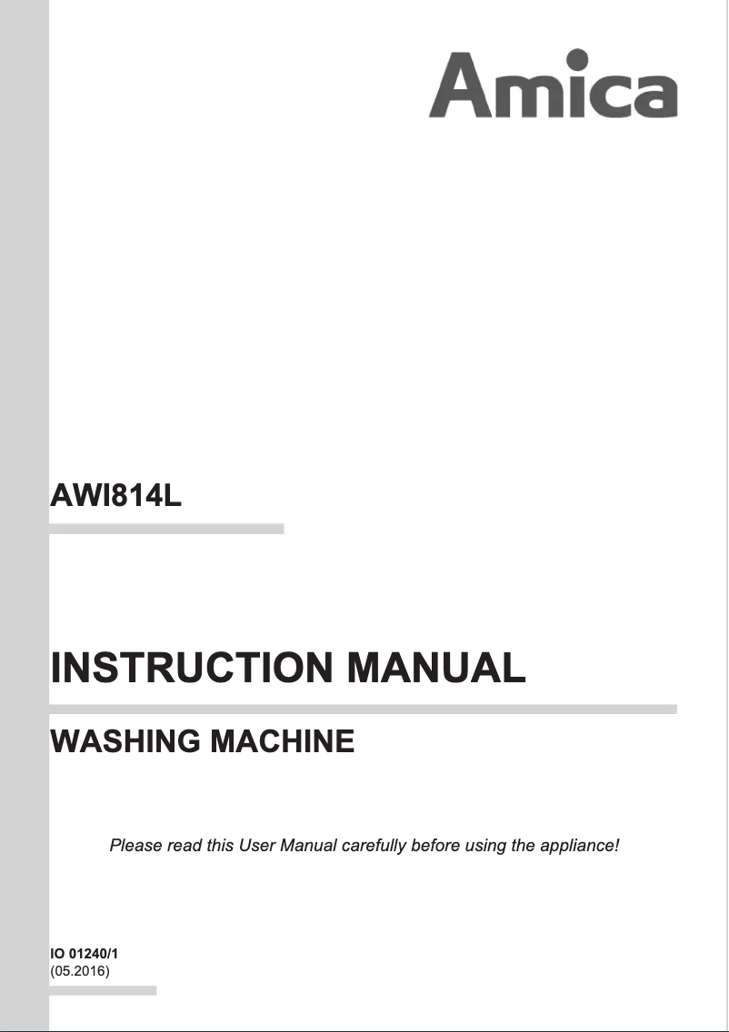 Page 1 of the manual User Manual Amica AWI814L