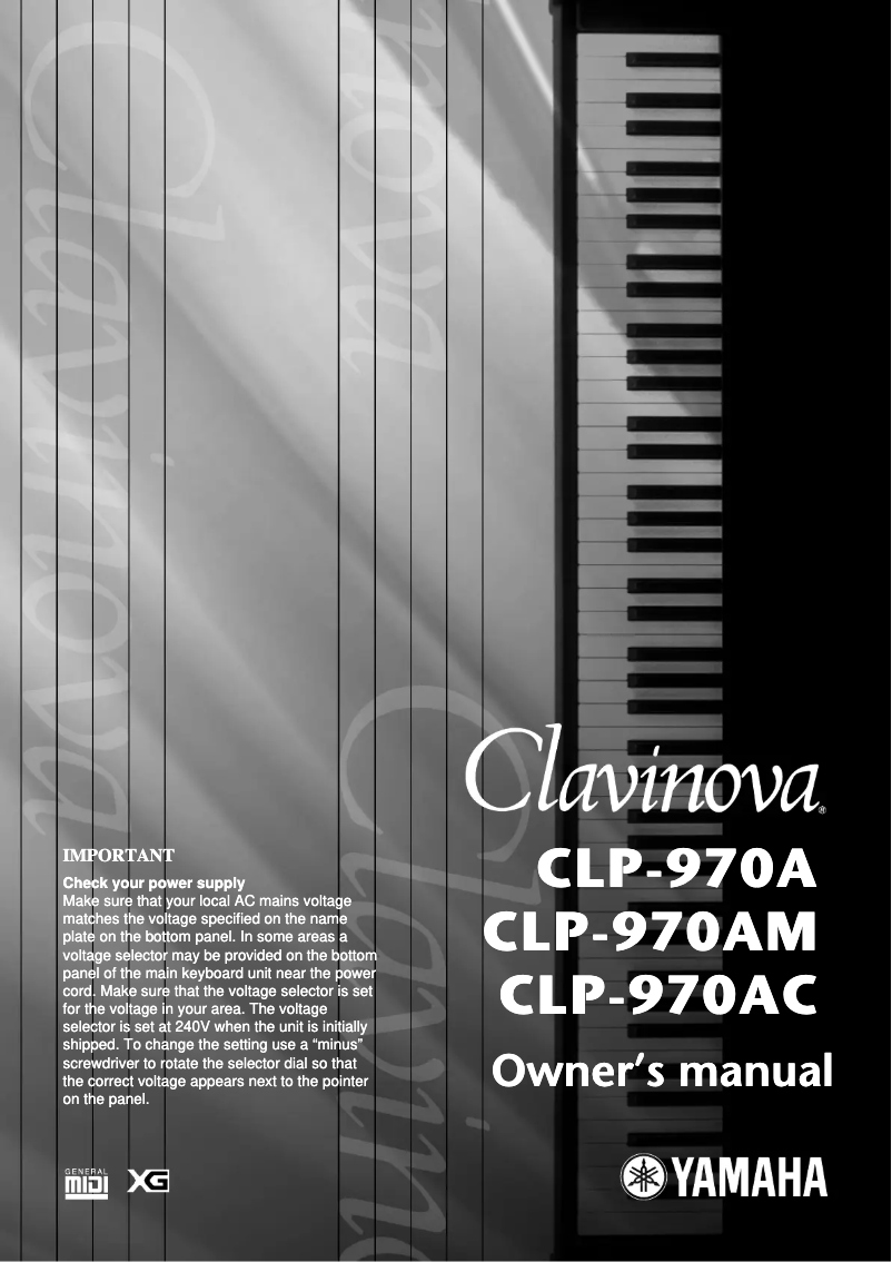 Page 1 of the manual User Manual Yamaha Clavinova CLP-970AM