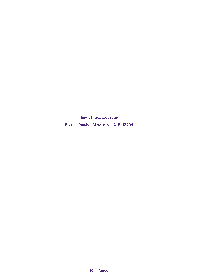 Page 1 de la notice Manuel utilisateur Yamaha Clavinova CLP-970AM