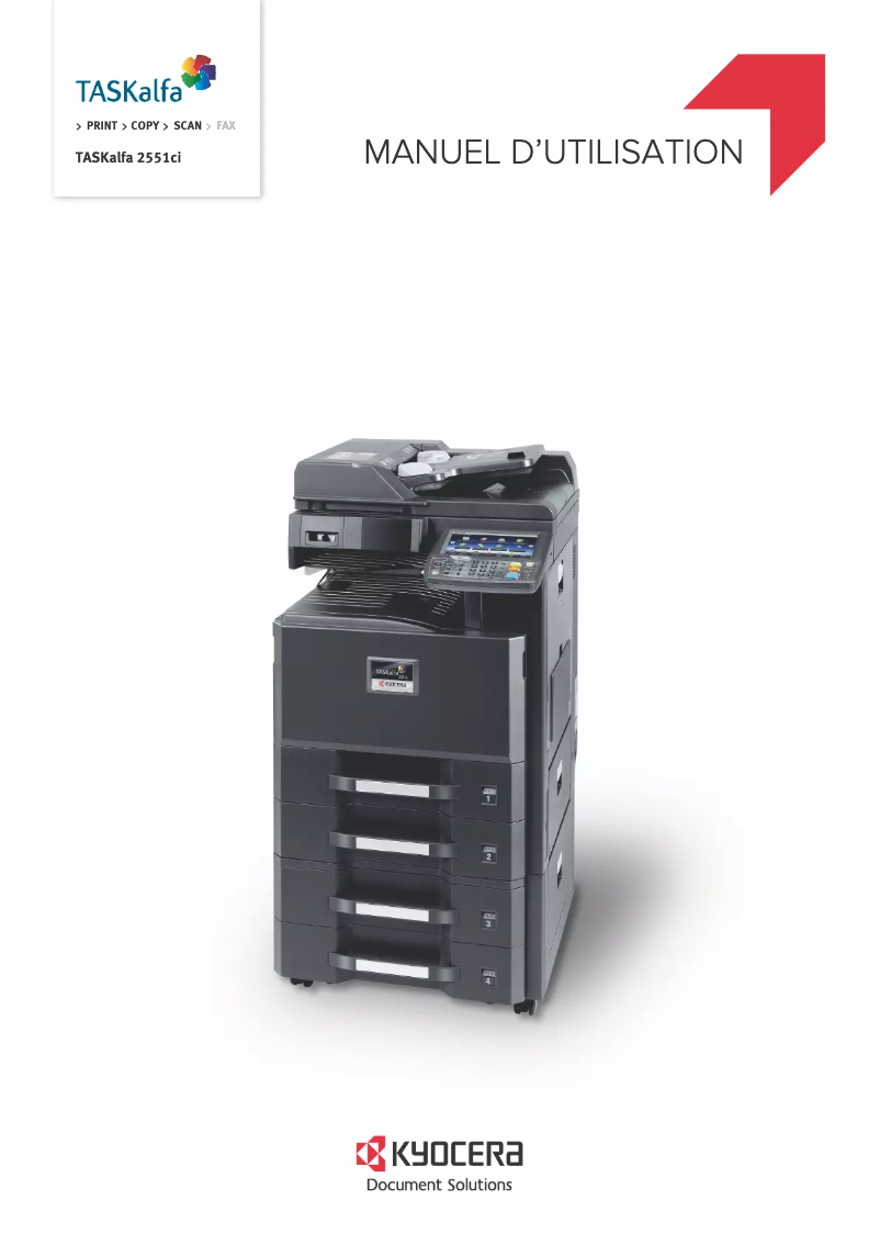 Page 1 de la notice Manuel utilisateur Kyocera TASKalfa 2550ci