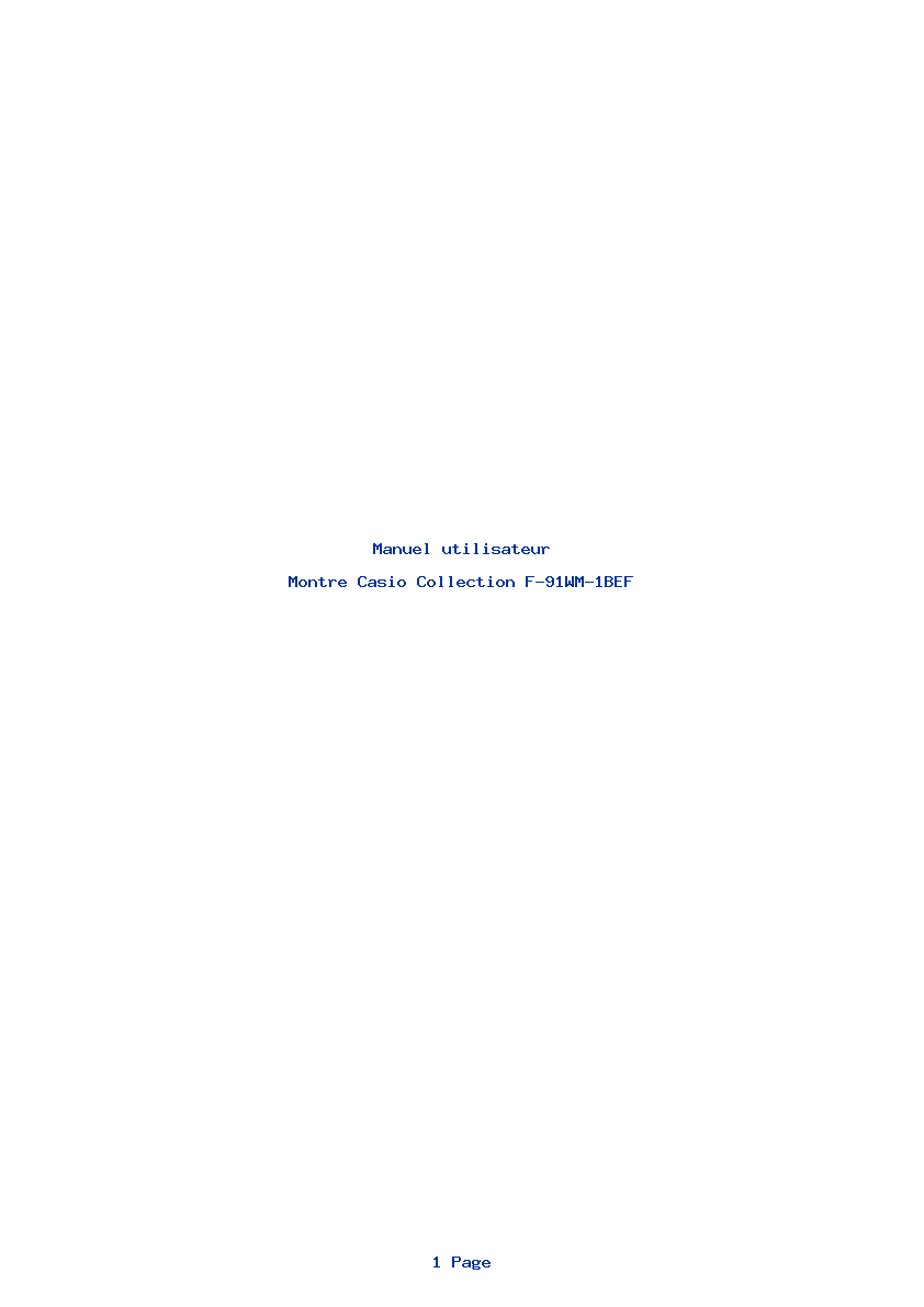 Page 1 de la notice Manuel utilisateur Casio Collection F-91WM-1BEF