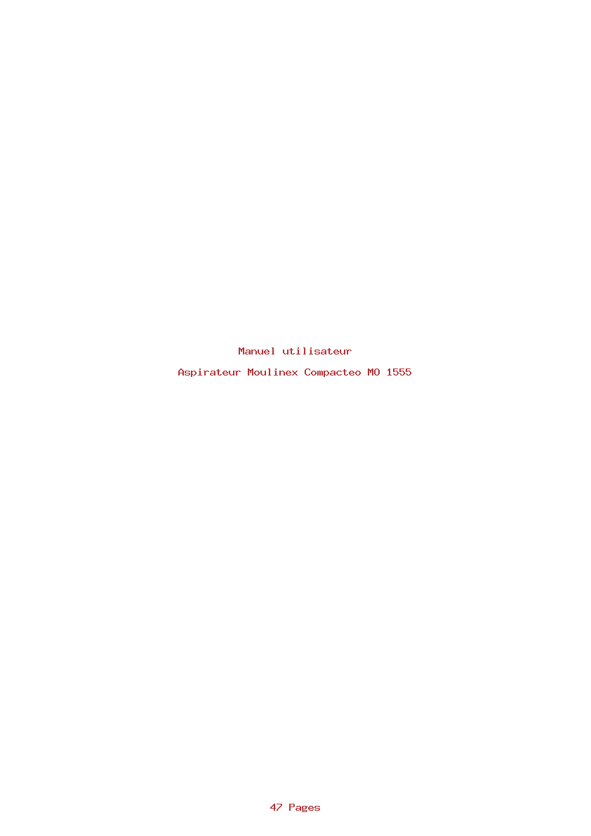 Page 1 de la notice Manuel utilisateur Moulinex Compacteo MO 1555
