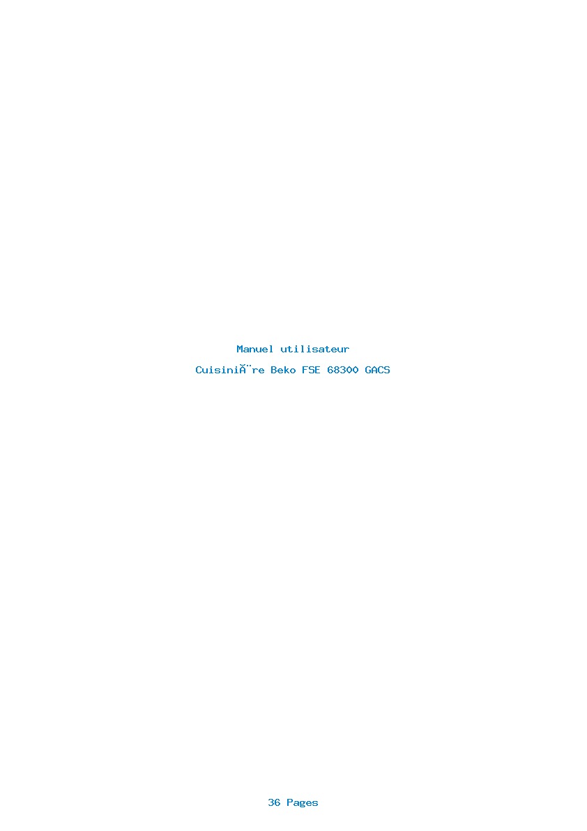 Page 1 de la notice Manuel utilisateur Beko FSE 68300 GACS