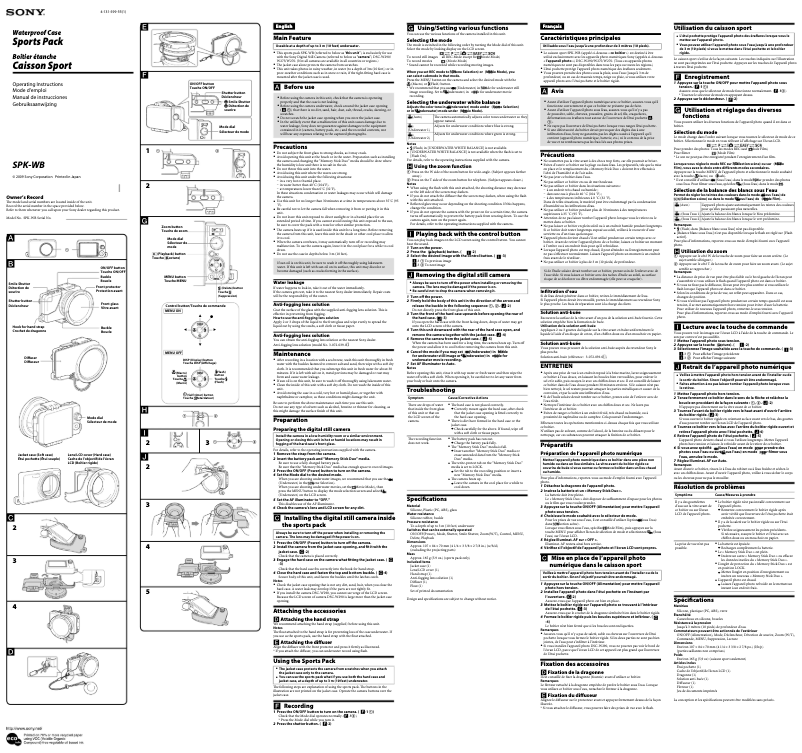 Page 1 de la notice Manuel utilisateur Sony SPK-WB