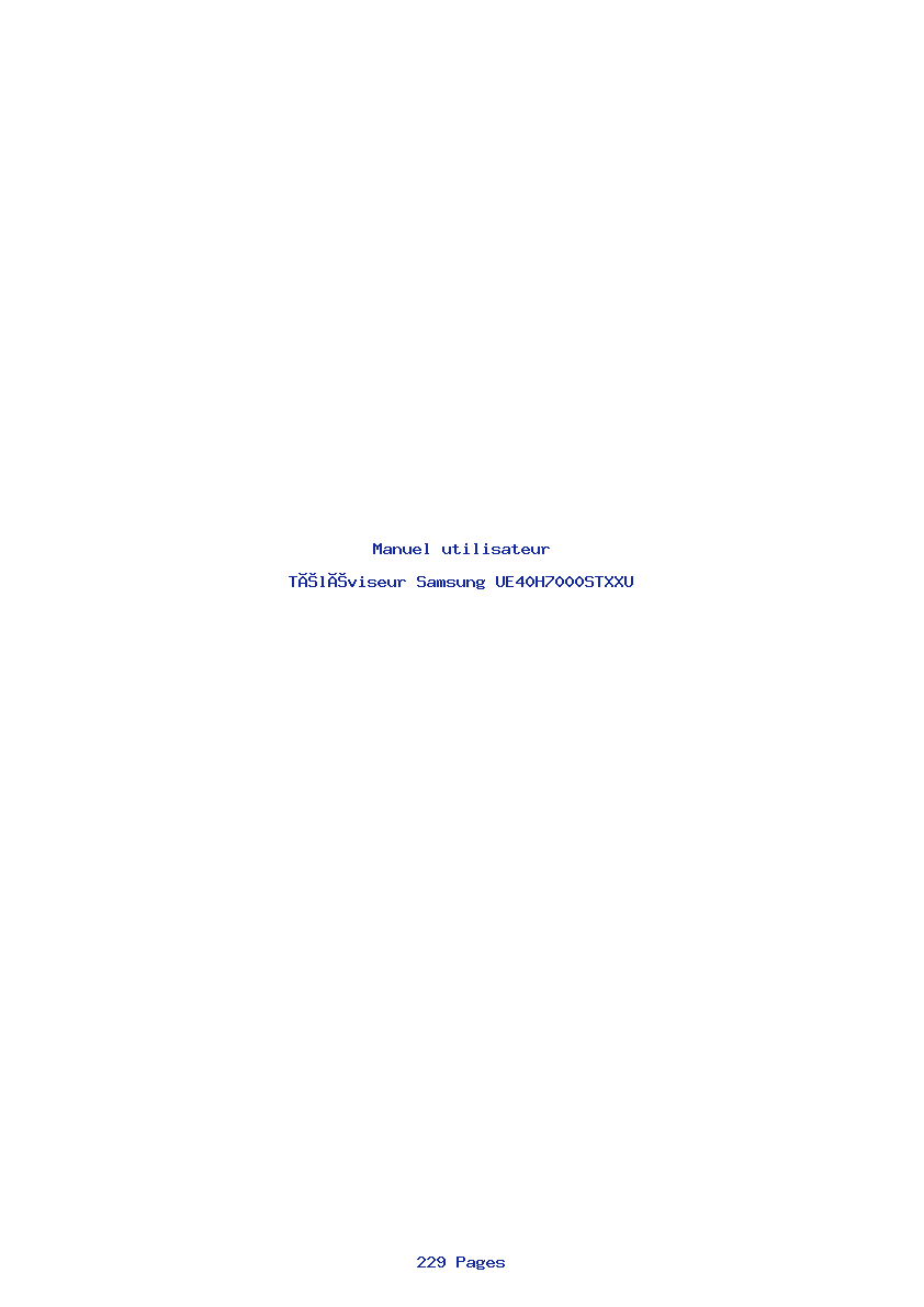 Page 1 de la notice Manuel utilisateur Samsung UE40H7000STXXU