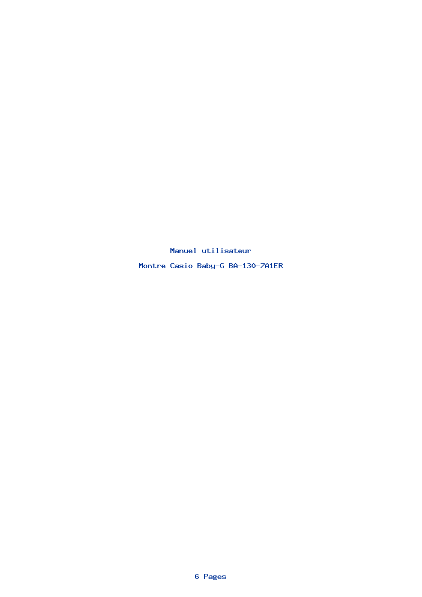 Page 1 de la notice Manuel utilisateur Casio Baby-G BA-130-7A1ER