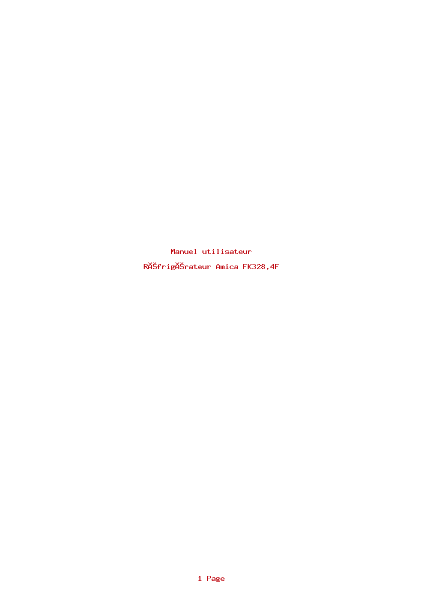 Page 1 de la notice Manuel utilisateur Amica FK328.4F