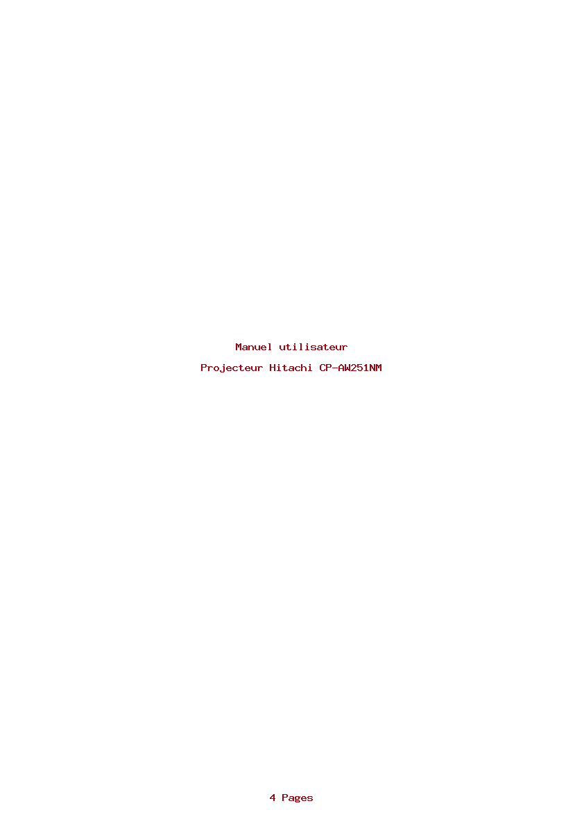 Page 1 de la notice Manuel utilisateur Hitachi CP-AW251NM
