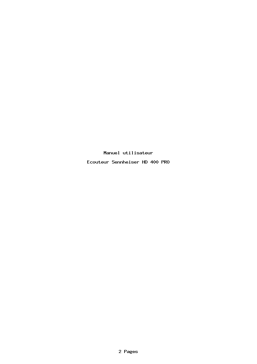 Page 1 de la notice Manuel utilisateur Sennheiser HD 400 PRO