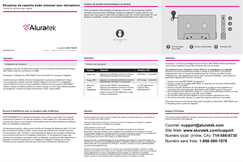 Page 1 de la notice Manuel utilisateur Aluratek ABCTM02F