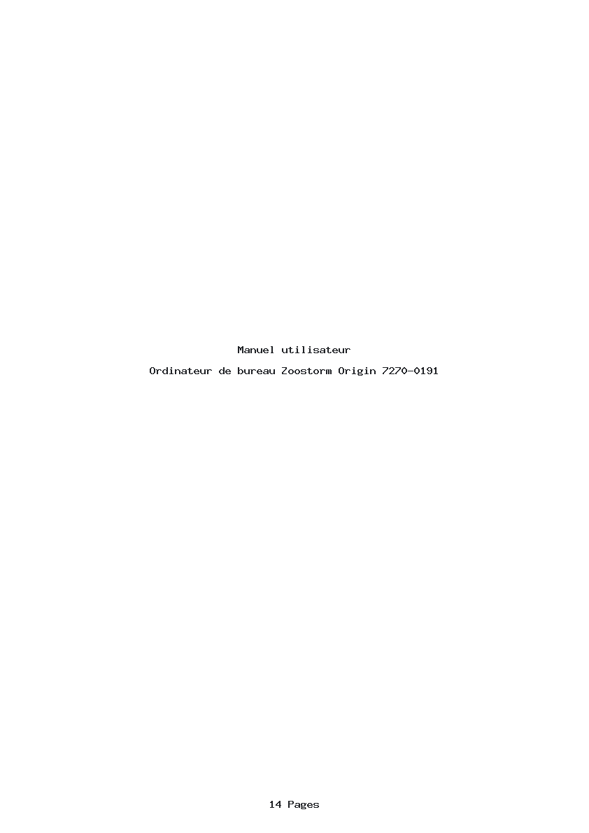 Page 1 de la notice Manuel utilisateur Zoostorm Origin 7270-0191