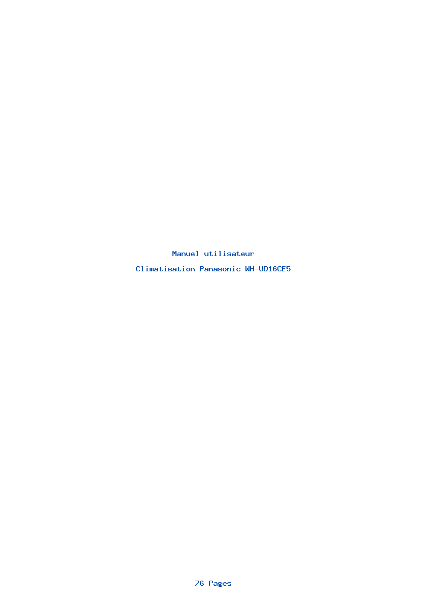 Page 1 de la notice Manuel utilisateur Panasonic WH-UD16CE5