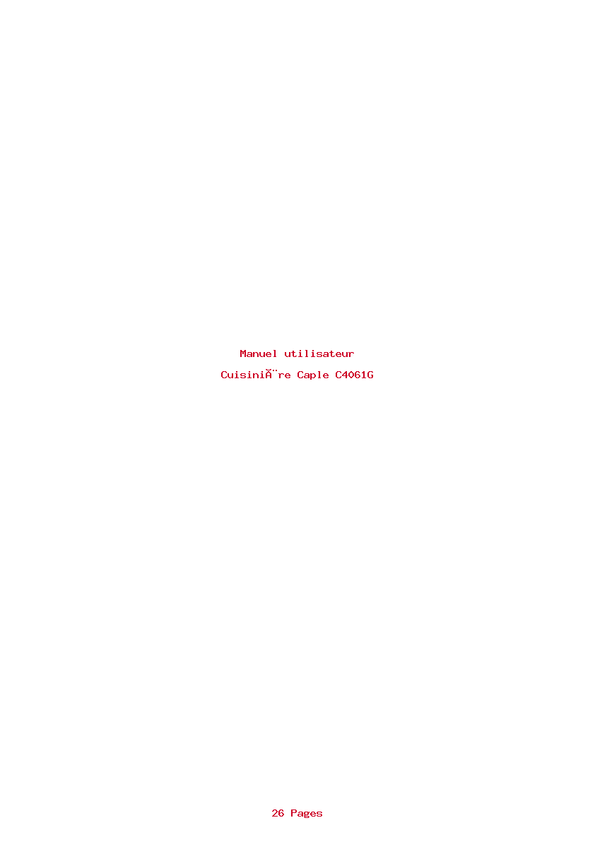 Page 1 de la notice Manuel utilisateur Caple C4061G