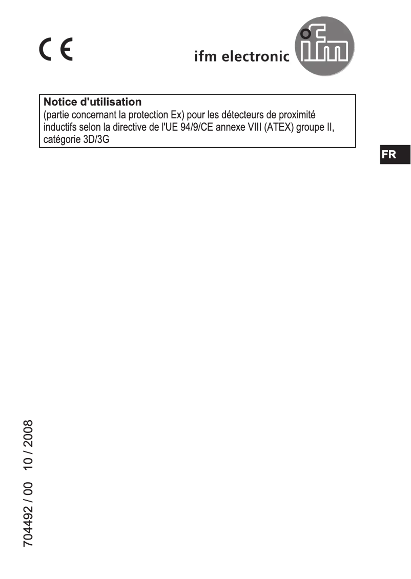 Page 1 de la notice Manuel utilisateur IFM II501A