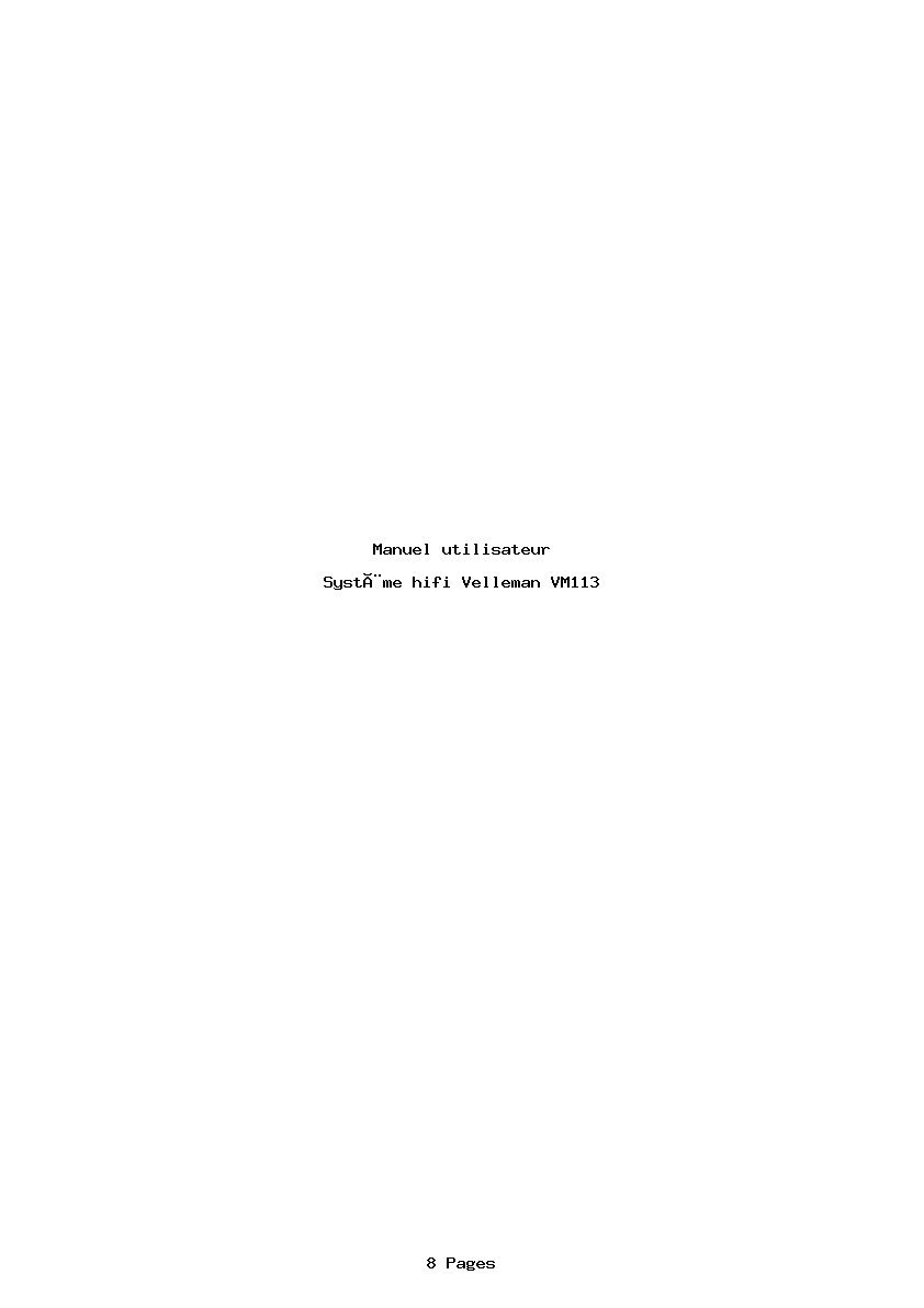 Page 1 de la notice Manuel utilisateur Velleman VM113
