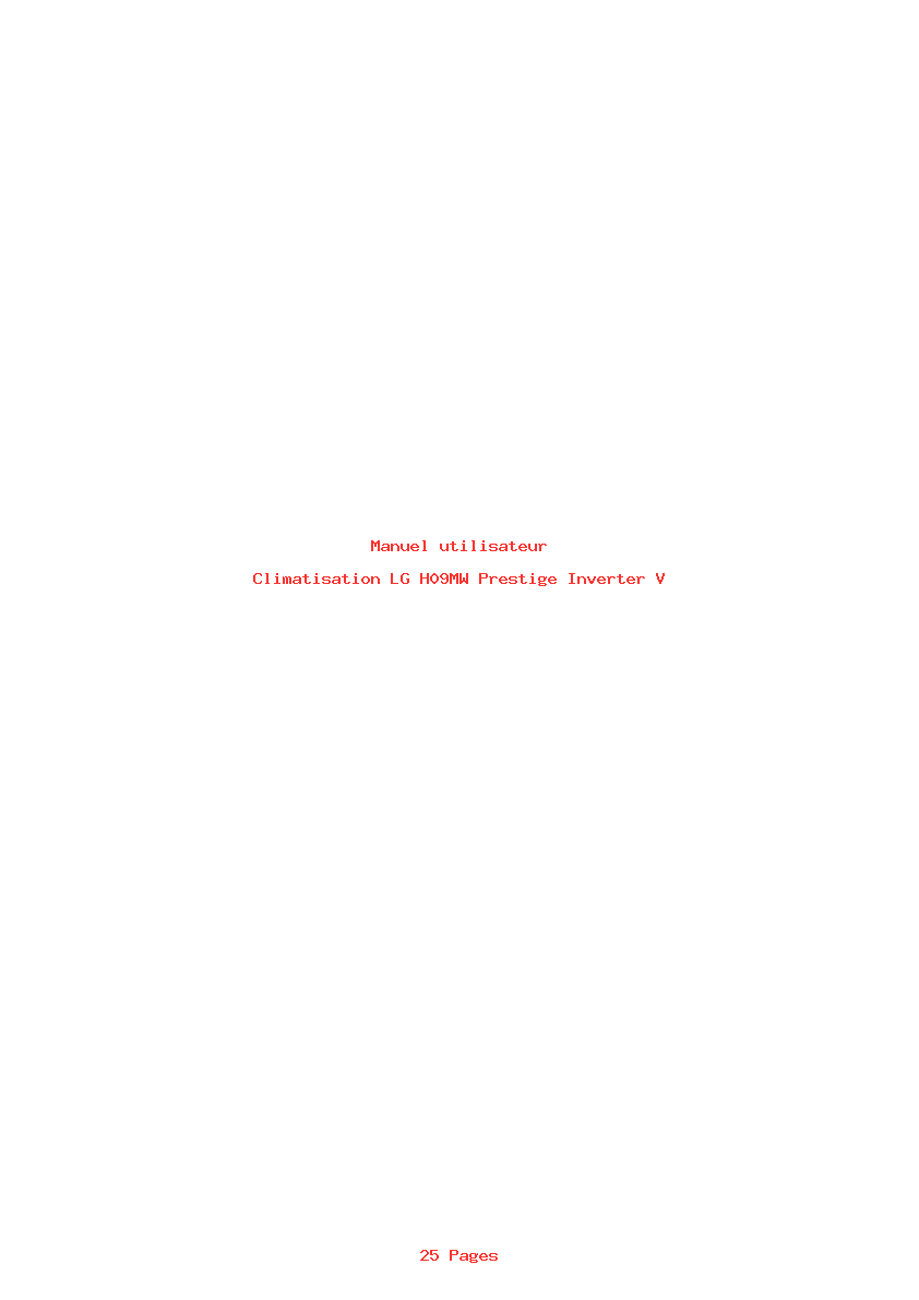 Page 1 de la notice Manuel utilisateur LG H09MW Prestige Inverter V