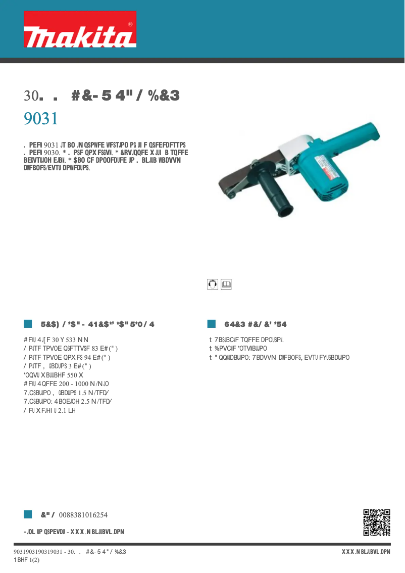 Page 1 de la notice Fiche technique Makita 9031