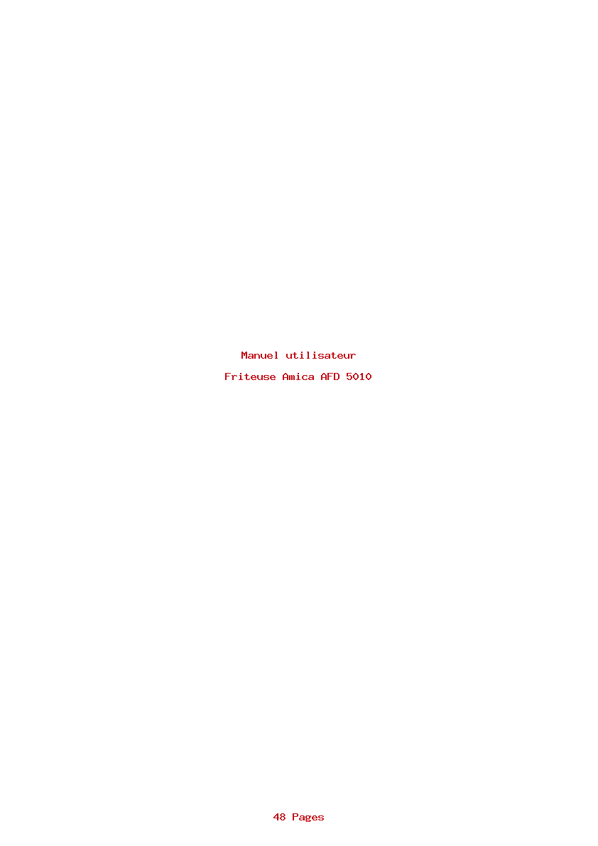 Page 1 de la notice Manuel utilisateur Amica AFD 5010