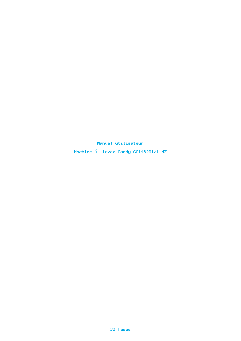 Page 1 de la notice Manuel utilisateur Candy GC1482D1/1-47
