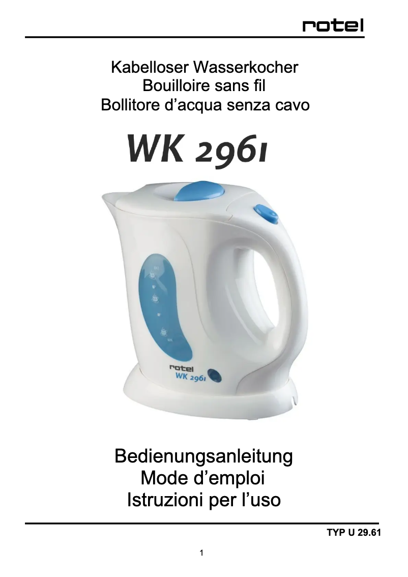 Page 1 de la notice Manuel utilisateur Rotel WK 2961