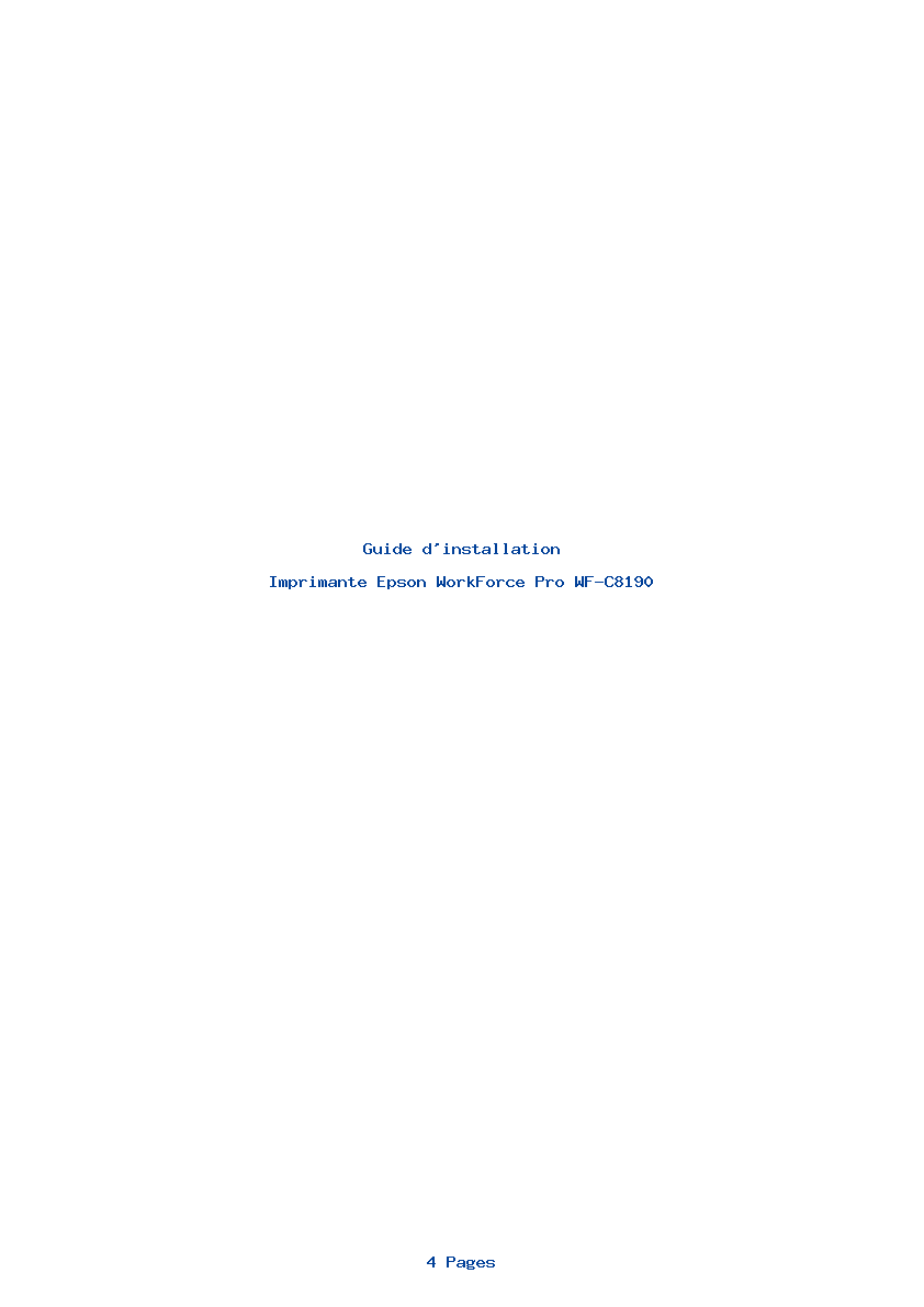 Page 1 de la notice Guide d'installation Epson WorkForce Pro WF-C8190