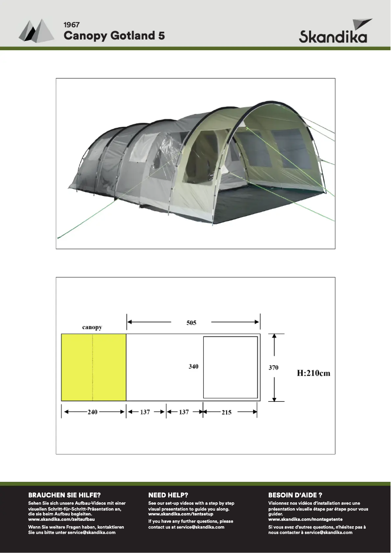 Page 1 de la notice Manuel utilisateur Skandika Canopy Gotland 5