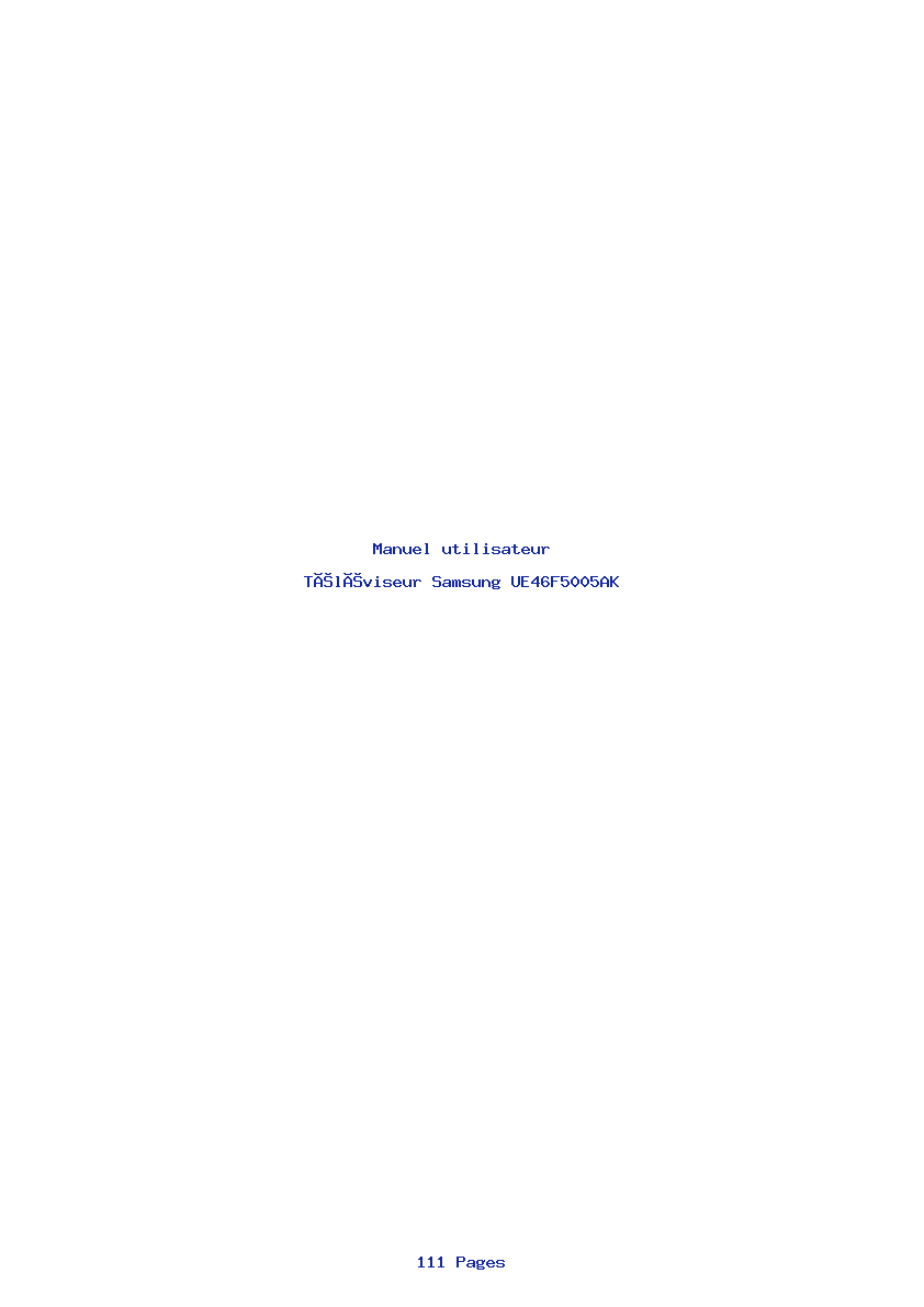 Page 1 de la notice Manuel utilisateur Samsung UE46F5005AK