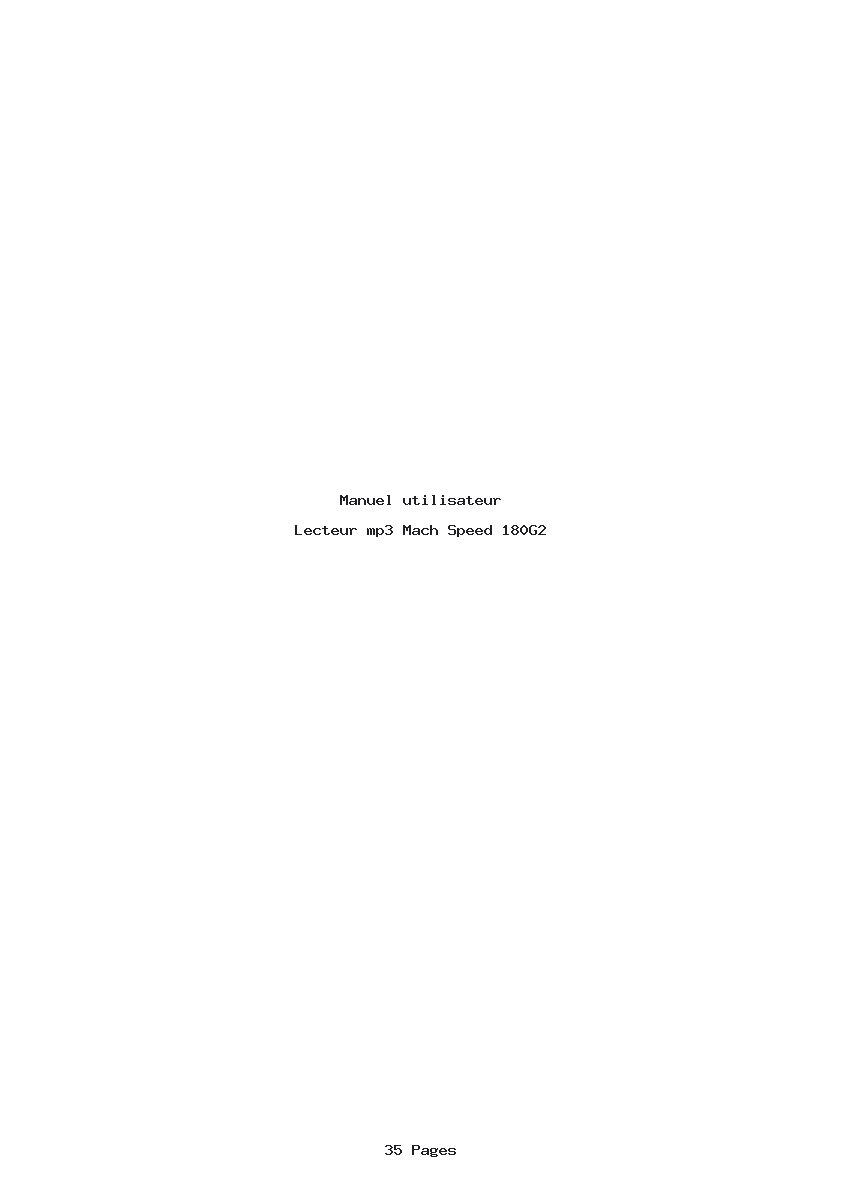 Page 1 de la notice Manuel utilisateur Mach Speed 180G2