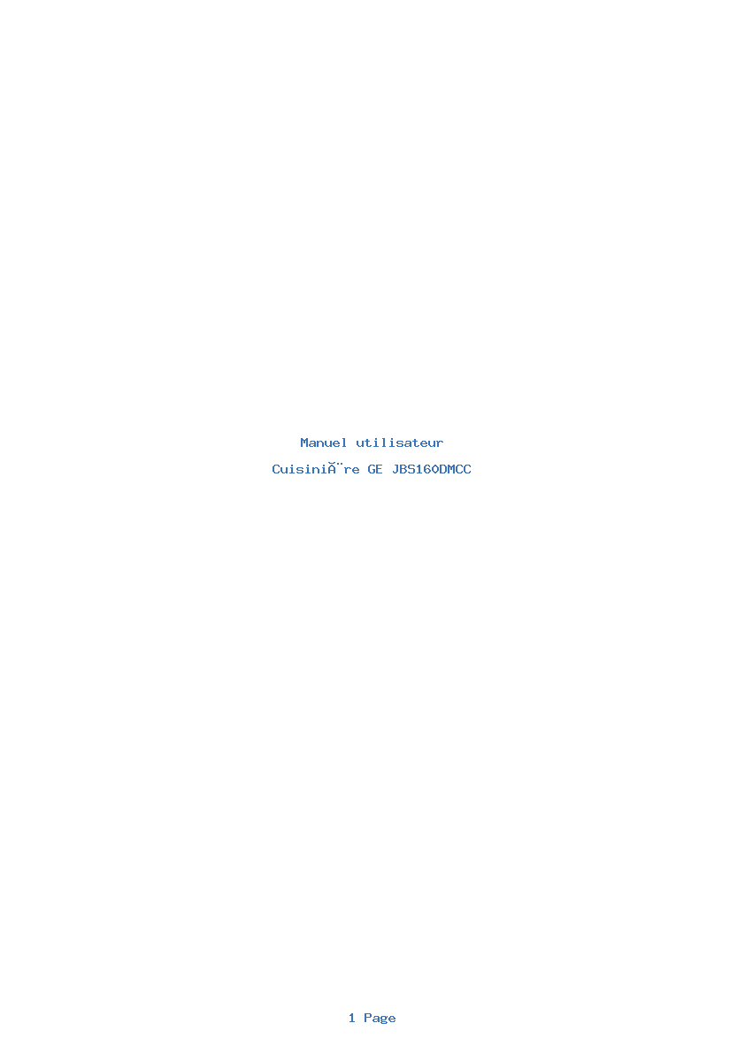 Page 1 de la notice Manuel utilisateur GE JBS160DMCC